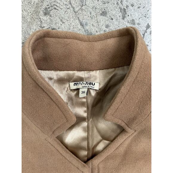 Miu Miu Womens 90s Tan Jacket Wool Cashmere‎ Blazer Sz 36 Tan - Picture 3 of 8